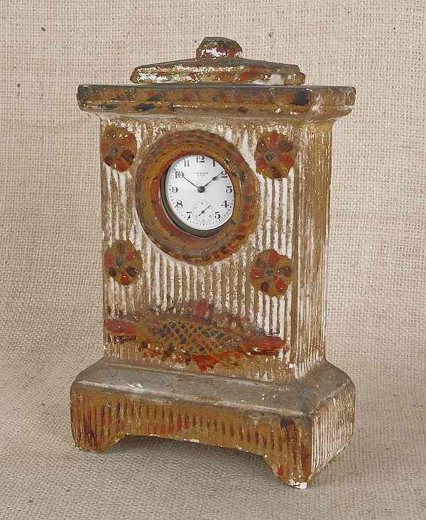 Appraisal: Pennsylvania chalkware watch hutch th c with a polychrome decorated