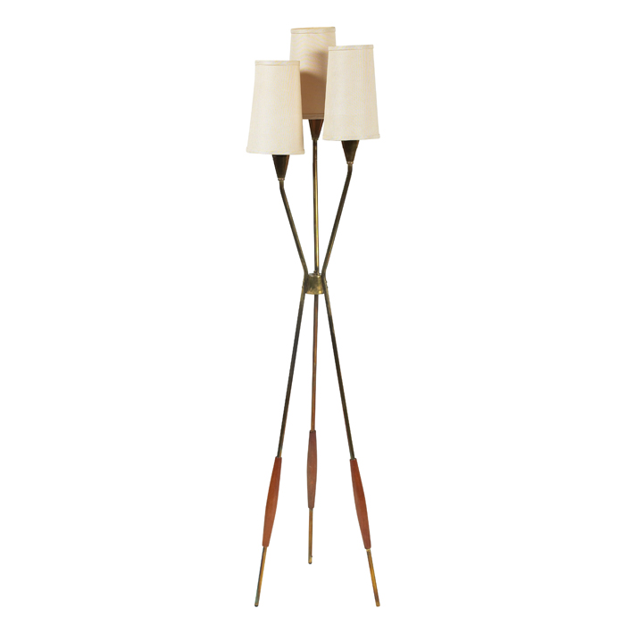 Appraisal: Gerald Thurston floor lamp by Lightolier three-legged brass frame with