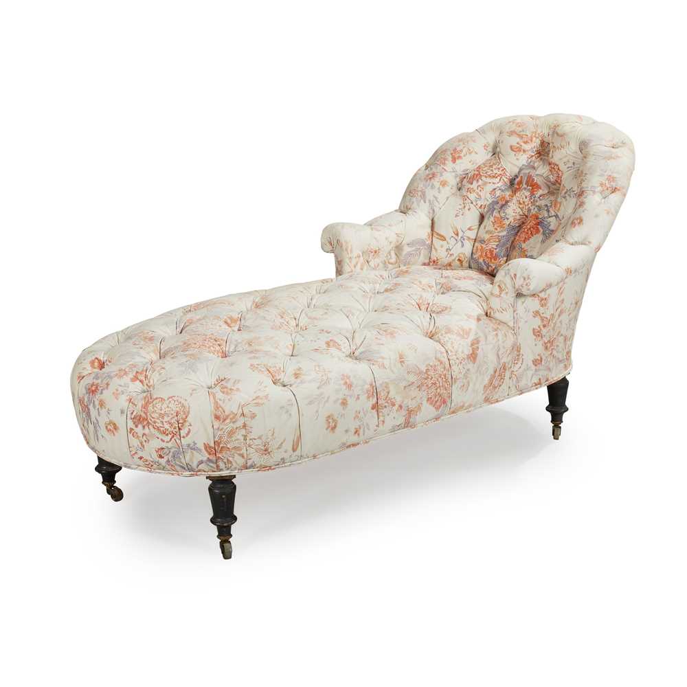 Appraisal: A VICTORIAN BUTTON UPHOLSTERED CHAISE LONGUE MID TH CENTURY Covered