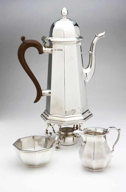 Appraisal: A George I style sterling silver three-piece coffee service Nat