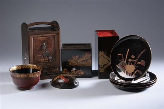 Appraisal: NINE PIECES JAPANESE GILT LACQUER Meiji period or later Lacquered