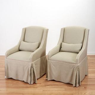 Appraisal: Pair Manner Serge Roche upholstered club chairs Pair Manner Serge