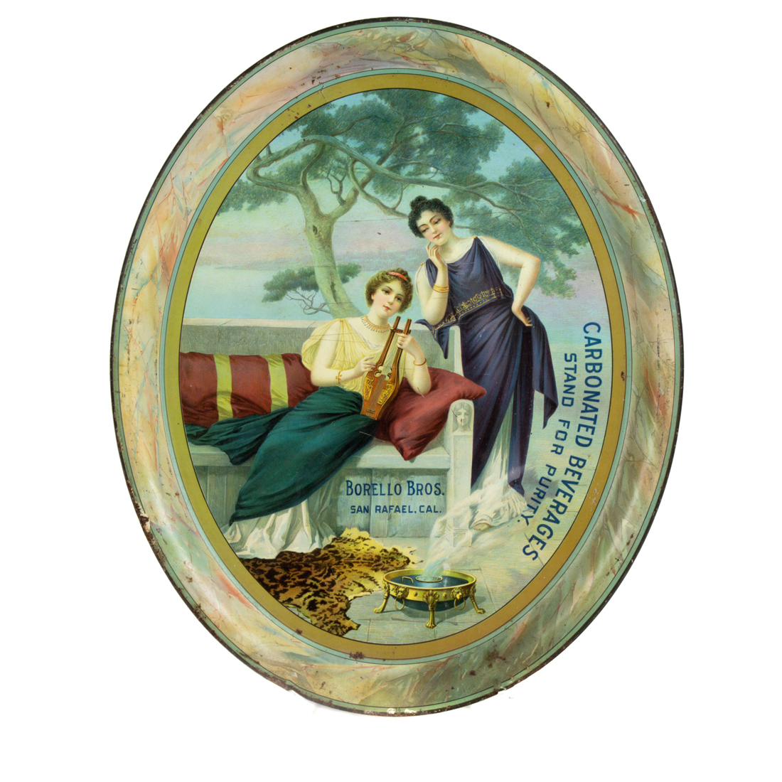 Appraisal: A BORELLO BROS SAN RAFAEL OVAL ADVERTISING TRAY OF BAY