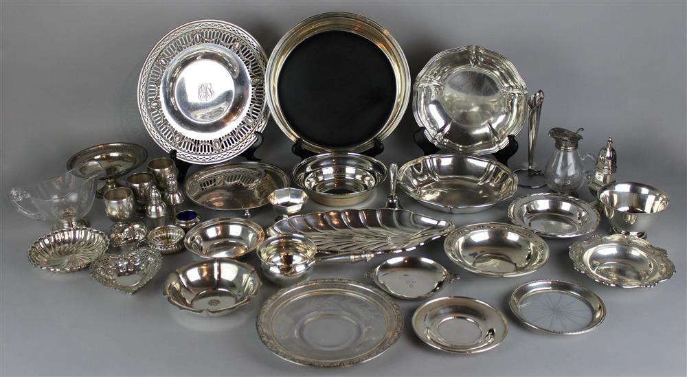 Appraisal: THIRTY-SIX VARIOUS SILVER SILVERPLATED AND SILVER MOUNTED GLASS TABLE ARTICLES