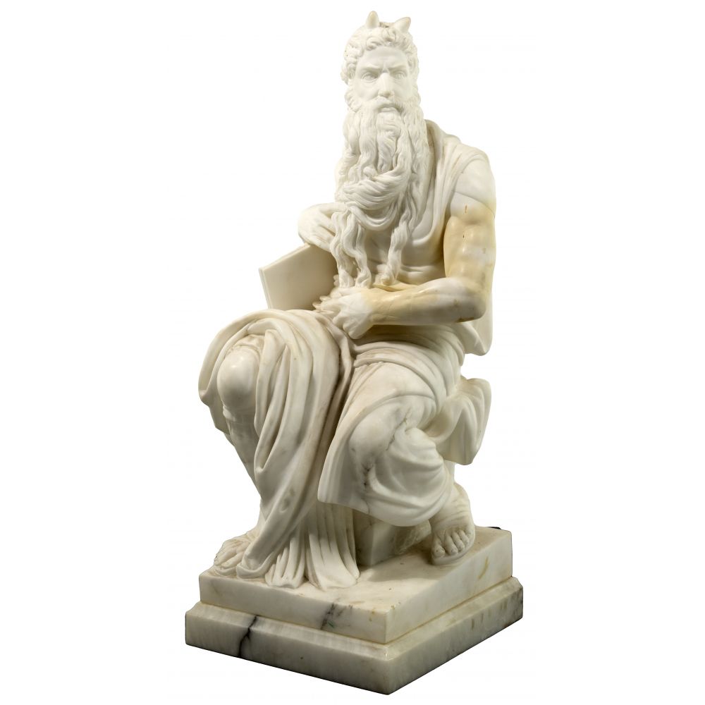 Appraisal: AFTER MICHELANGELO MOSES SCULPTUREMarble composite reproduction sculpture from the Tomb