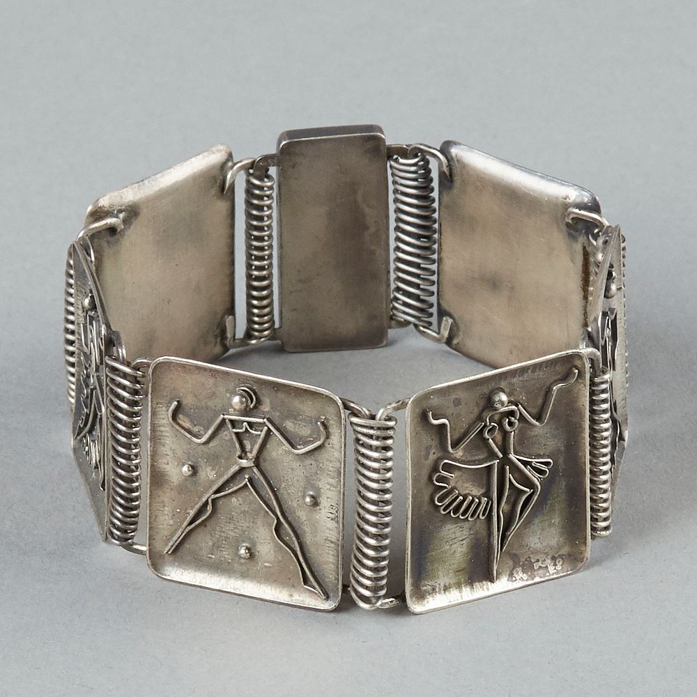 Appraisal: th c Modern Silver Dancers Bracelet th century Modern silver