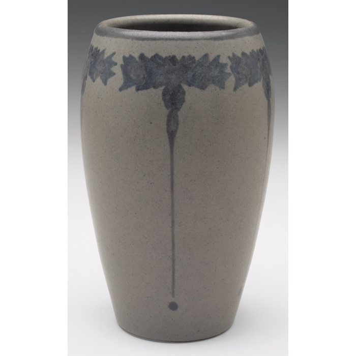 Appraisal: Marblehead vase tapered shape painted floral designson a gray background