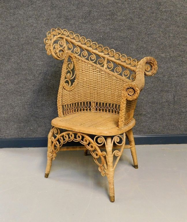 Appraisal: Victorian Wicker Photographers Chair United States Late th- Early th