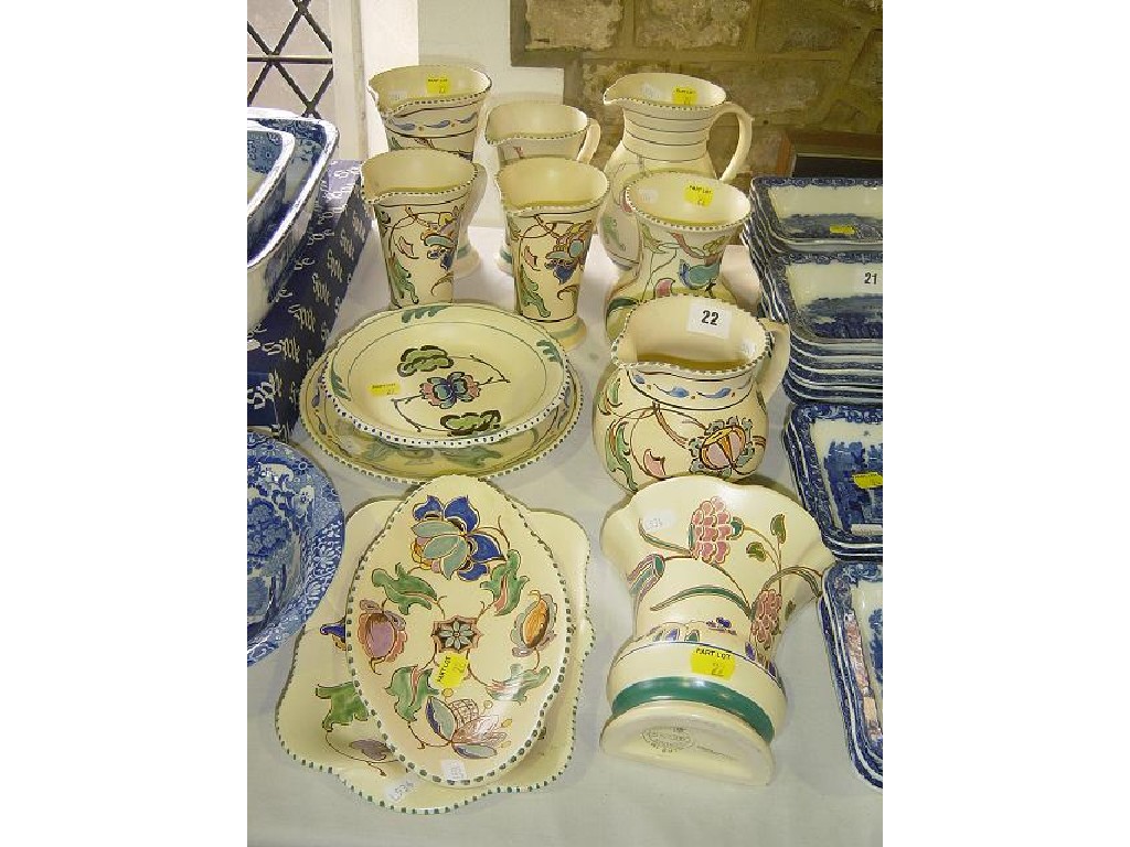 Appraisal: A collection of Honiton Tudor Pattern wares comprising jugs of