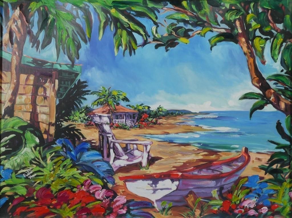 Appraisal: Hand embellished giclee by Steve Barton American th titled Caribbean