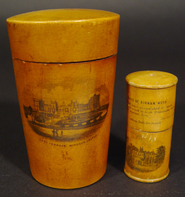 Appraisal: Mauchlin string box printed with buildings together with a Mauchlin