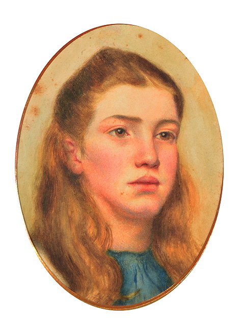 Appraisal: TH CENTURY ENGLISH SCHOOL OVAL WATERCOLOUR PORTRAIT OF THE HEAD