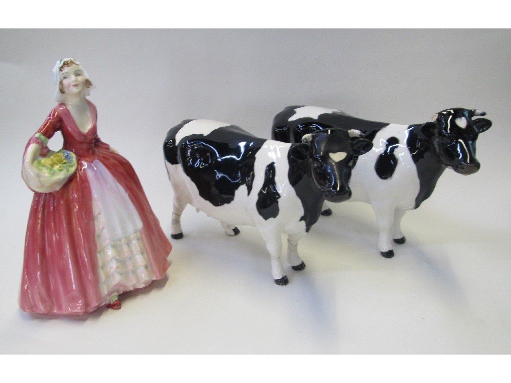 Appraisal: Royal Doulton figure 'Janet' HN and two Beswick cows 'CH