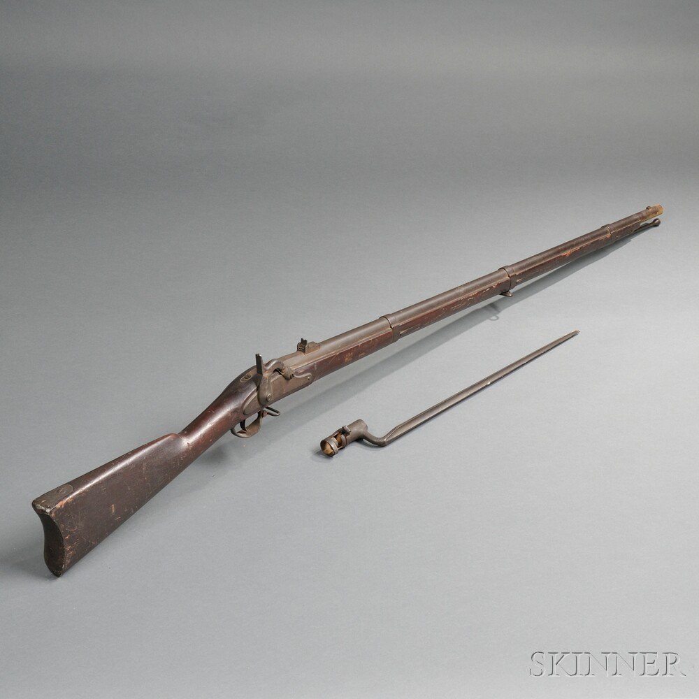 Appraisal: Model Springfield Musket and Bayonet c walnut stock with double