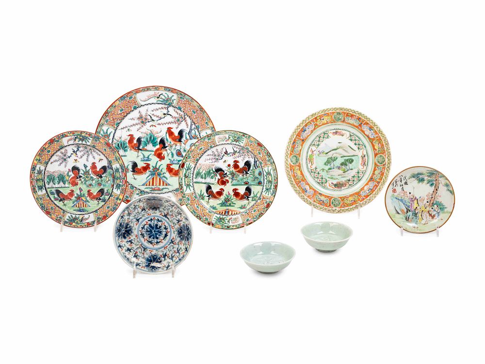 Appraisal: Eight Chinese Porcelain Plates Eight Chinese Porcelain Plates comprising three