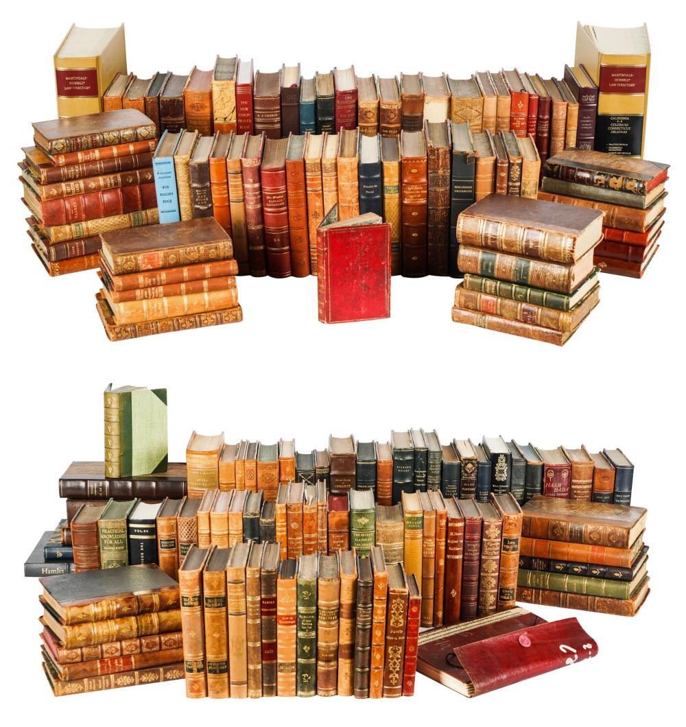 Appraisal: LARGE COLLECTION OF SINGLE LEATHER-BOUND BOOKSvarious authors titles and languages