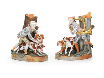 Appraisal: Pair of large Meissen style porcelain figural groups late th