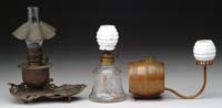 Appraisal: THREE MINI LAMPS S - Clear glass Noxall lamp with