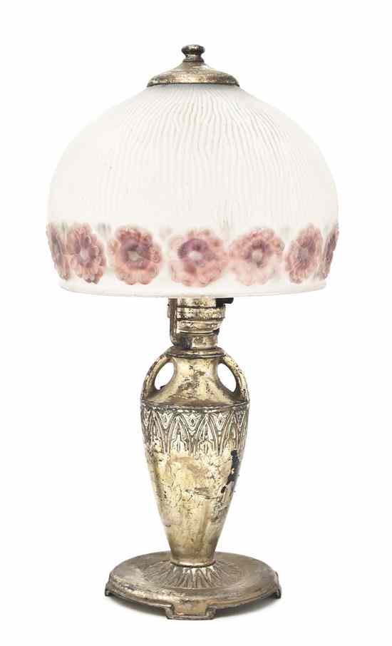 Appraisal: A Moe Bridges Reverse Painted Boudoir Lamp the domed shade