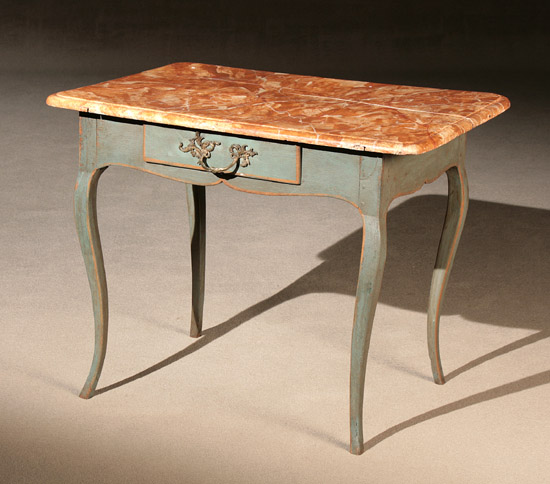 Appraisal: Louis XV Light Blue Painted and Faux Marble Decorated Side