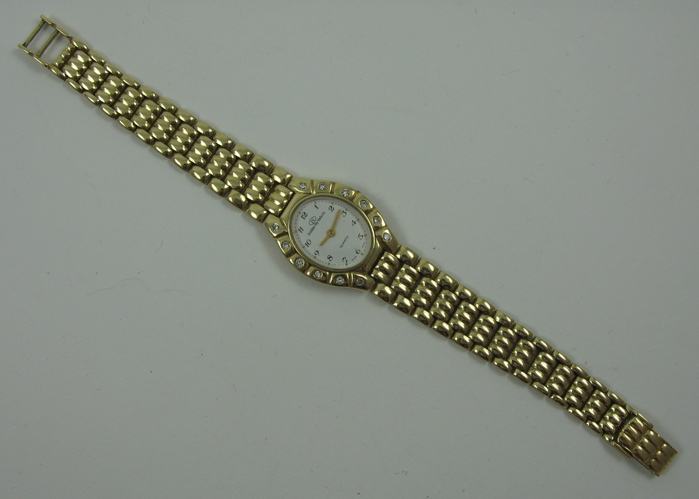 Appraisal: LADY'S DIAMOND AND FOURTEEN KARAT GOLD BRACELET WRISTWATCH Jordon by