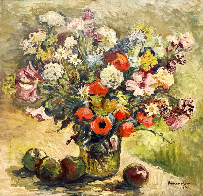 Appraisal: Ren DemeurisseFrench - Untitled Floral Still Life oil on canvas