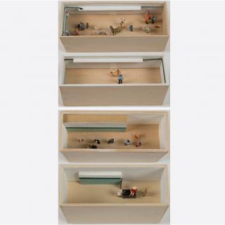 Appraisal: William Radawec - Four Dioramas from 'A Study' Series Wood