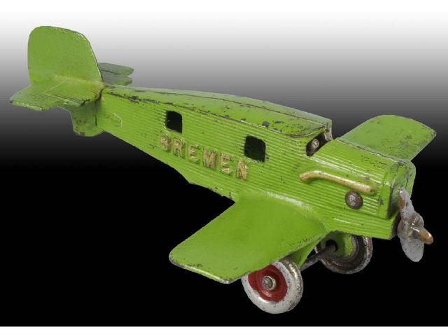 Appraisal: Small Cast Iron Hubley Bremen Airplane Toy Description Nickel-plated propeller