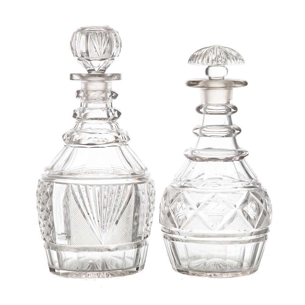 Appraisal: Two Anglo-Irish cut glass decanters late th century and in