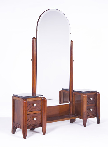 Appraisal: ART DECO Fine vanity with bevel-edged glass two black marble