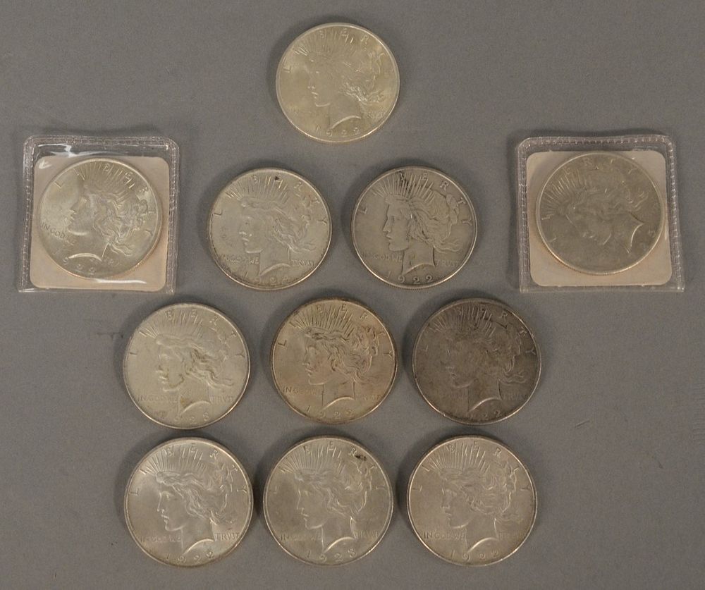 Appraisal: Group of eleven silver dollars to include and Provenance Ida