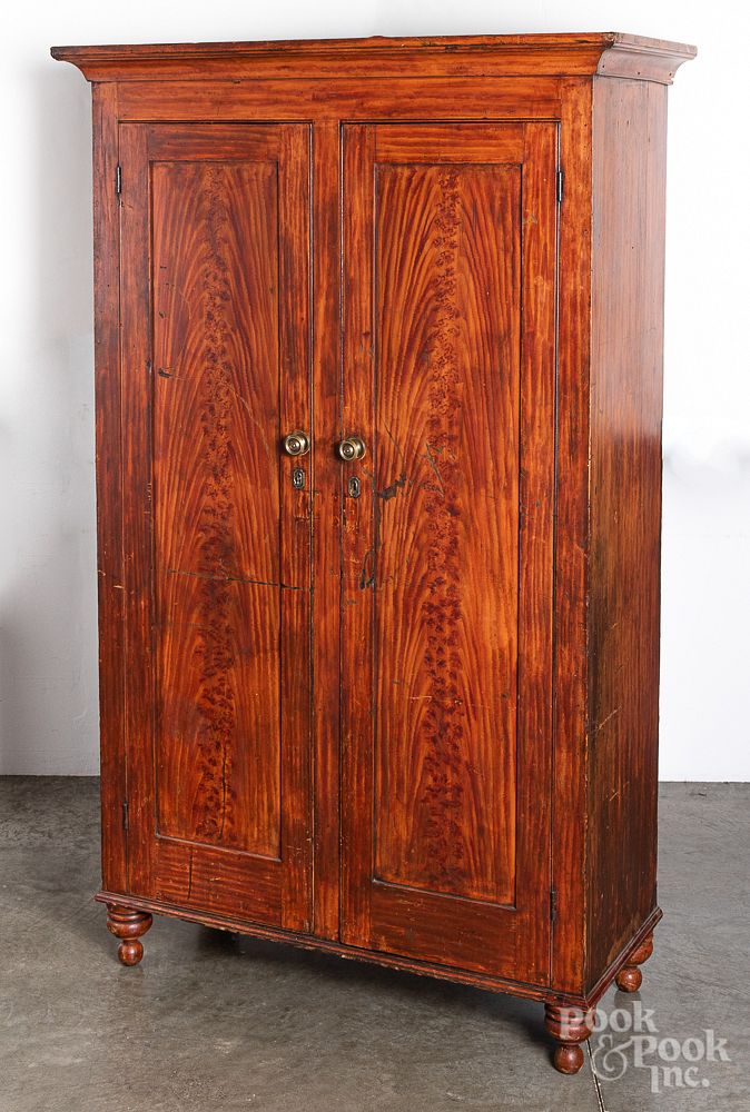 Appraisal: Pennsylvania painted pine wardrobe th c Pennsylvania painted pine wardrobe