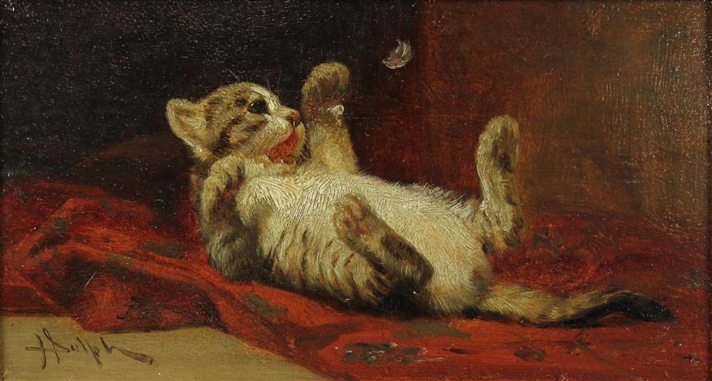 Appraisal: JOHN DOLPH AMERICAN - KITTEN AT PLAY Oil on panel