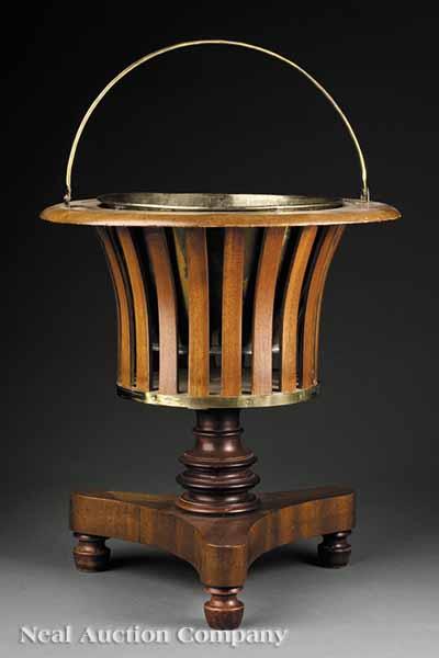 Appraisal: A Dutch Mahogany Inlaid and Brass-Bound Peat Bucket metal liner