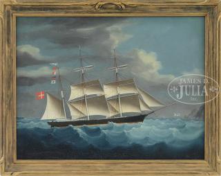 Appraisal: CHINA TRADE th century PORTRAIT OF A DANISH CLIPPER SHIP