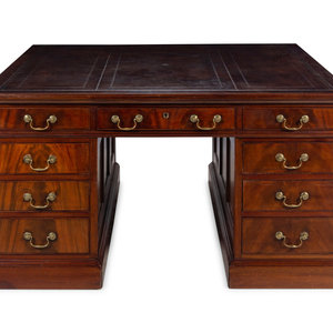 Appraisal: A George III Mahogany Partners Desk th Century Height x