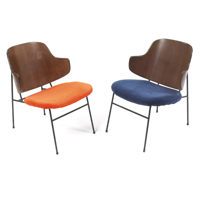 Appraisal: Ib Kofod-Larsen chairs pair by Christensen and Larson metal frame