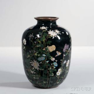 Appraisal: Large Cloisonne Jar Large Cloisonne Jar Japan th th century