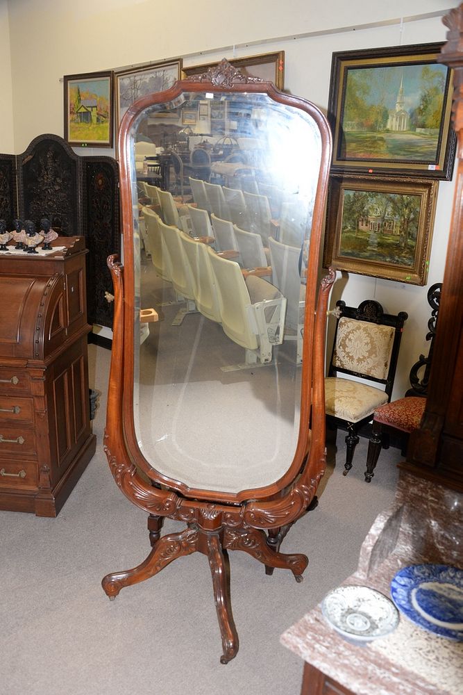 Appraisal: Mahogany Cheval Mirror height inches Provenance Matthes-Theriault Collection Woodbridge Connecticut