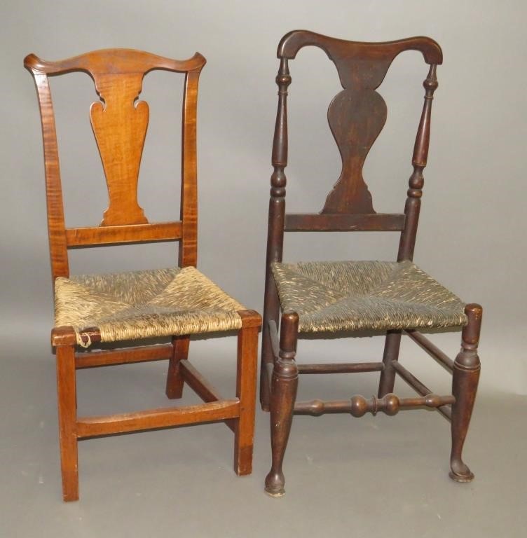 Appraisal: EARLY CHAIRSca both side chairs with shaped back splats and