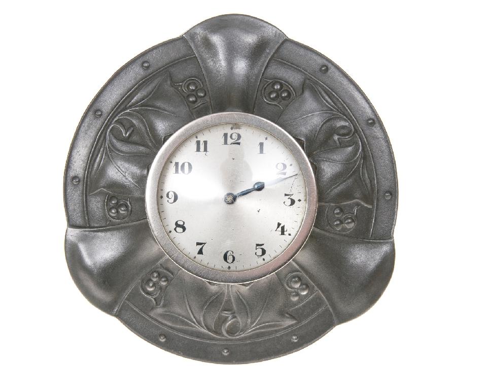 Appraisal: LIBERTY CO TUDRIC PEWTER DESK CLOCK of circular easel form