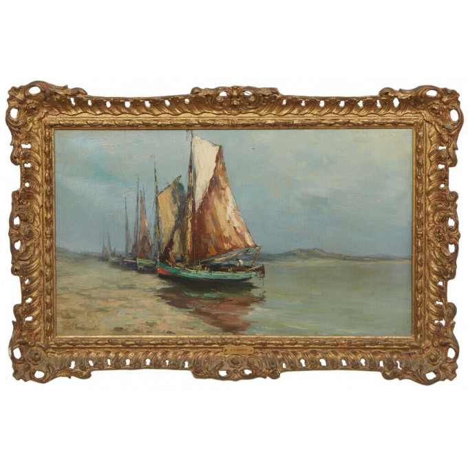 Appraisal: Eugene Louis Boudin France - Bateaux sur la Plage de