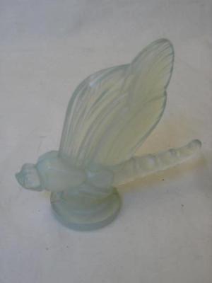 Appraisal: A SABINA OPALINE GLASS CAR MASCOT modelled as a dragonfly