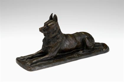 Appraisal: Peter Nicholaevich Tourgueneff Russian French - recumbent german shepherd Bronze