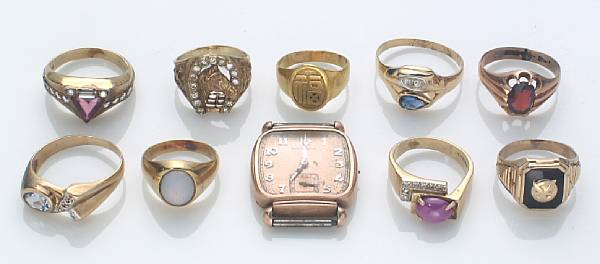 Appraisal: A collection of nine diamond and gem-set rings together with