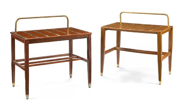 Appraisal: Two Gio Ponti walnut and brass luggage stands from the