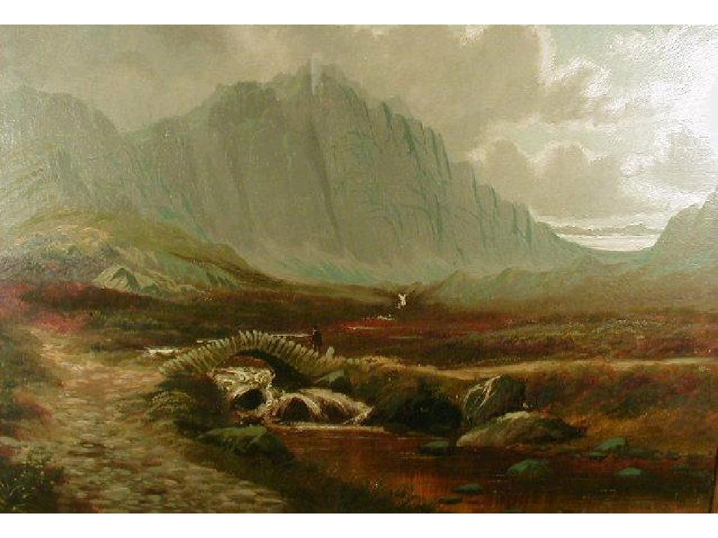 Appraisal: J A Coniston Pettit Roman bridge Walna Scar Road oil