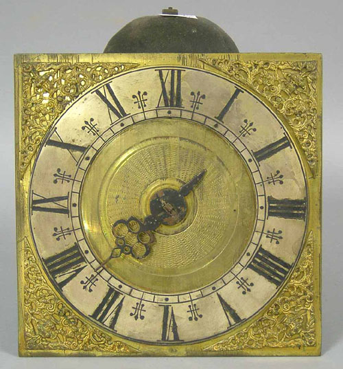 Appraisal: Brass face hook and spike clock ca with single hand