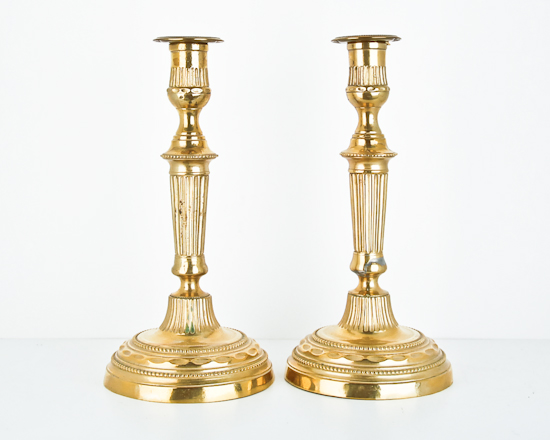 Appraisal: Pair of Brass Candle Holders Well made with detailed casting