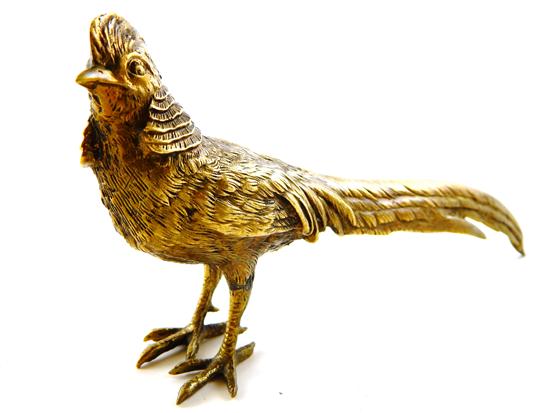 Appraisal: Late th C probably Austrian bronze pheasant sculpture with long